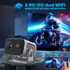 A10 Ceiling Mini Projector 1280*720P with WiFi Bluetooth,360Rotation Auto Keystone Portable 4K Projector,Dual Speaker,<35dB Silent,Home Cinema Projectors for Phone/TV Stick/HDMI USB,Android 11 view 4