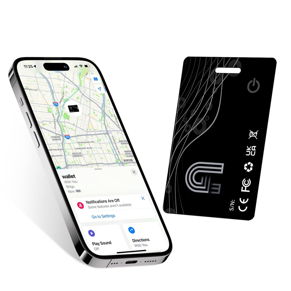 Wallet Tracker Card, Rechargeable Bluetooth Tracker with Apple Find My iOS Only Thin Wallet Finder GPS Tracker IP65 Waterproof Item Locator for Luggage, Keys, Bags, Passports and More