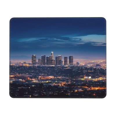 Los Angeles Skyline Mousepad with Anti-fray Stitching, Comfortable Gaming Mousepad with Non-Slip Rubber Base, Waterproof Computer Mousemat Washable Mousepads for Laptop 7 x 8.6 in