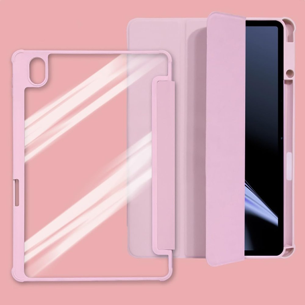 Travel with Tablet Case Compatible with Three-fold Smart Tablet Compatible with OnePlus Pad Go 11.4 Inches, with Pencil Holder, Transparent Back Case, Slim Stand, Cover