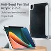 Travel with Tablet Case Compatible with Three-fold Smart Tablet Compatible with OnePlus Pad Go 11.4 Inches, with Pencil Holder, Transparent Back Case, Slim Stand, Cover view 2
