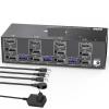 D3LX0Z1 8K@60Hz HDMI+2 Displayport KVM Switch Triple Monitor for 3 Computer Share 3 Monitor and 4 USB3.0 Devices,Wired Remote(with EU Plug) view 2
