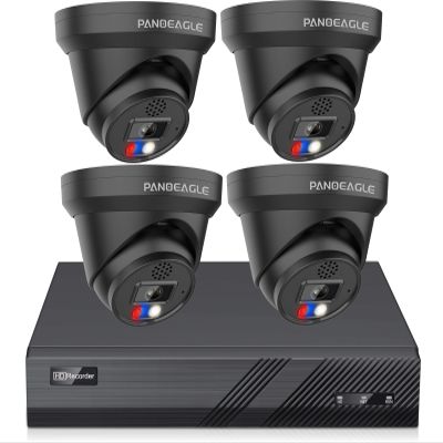 Panoeagle 4K Poe Security Camera System, 8MP IP PoE Camera Active de, Active Deterrent Camera Red and Bule Light Flashing, Two-Way Audio, 4K 8CH POE NVR, 8Port Network Video Recorde, No HDD