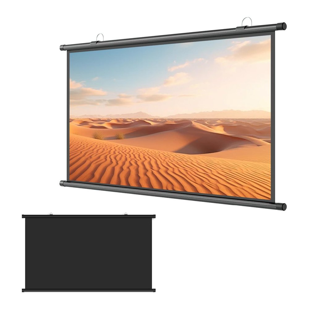 30-72 Inch Drop Down Projector Screen, 4:3/16:9 HD Manual Projector Screen, for Home Theater Classroom Office Presentation Outdoor Camping, Projection Screen Black Backing Movie Screen(Black 72",4:3)