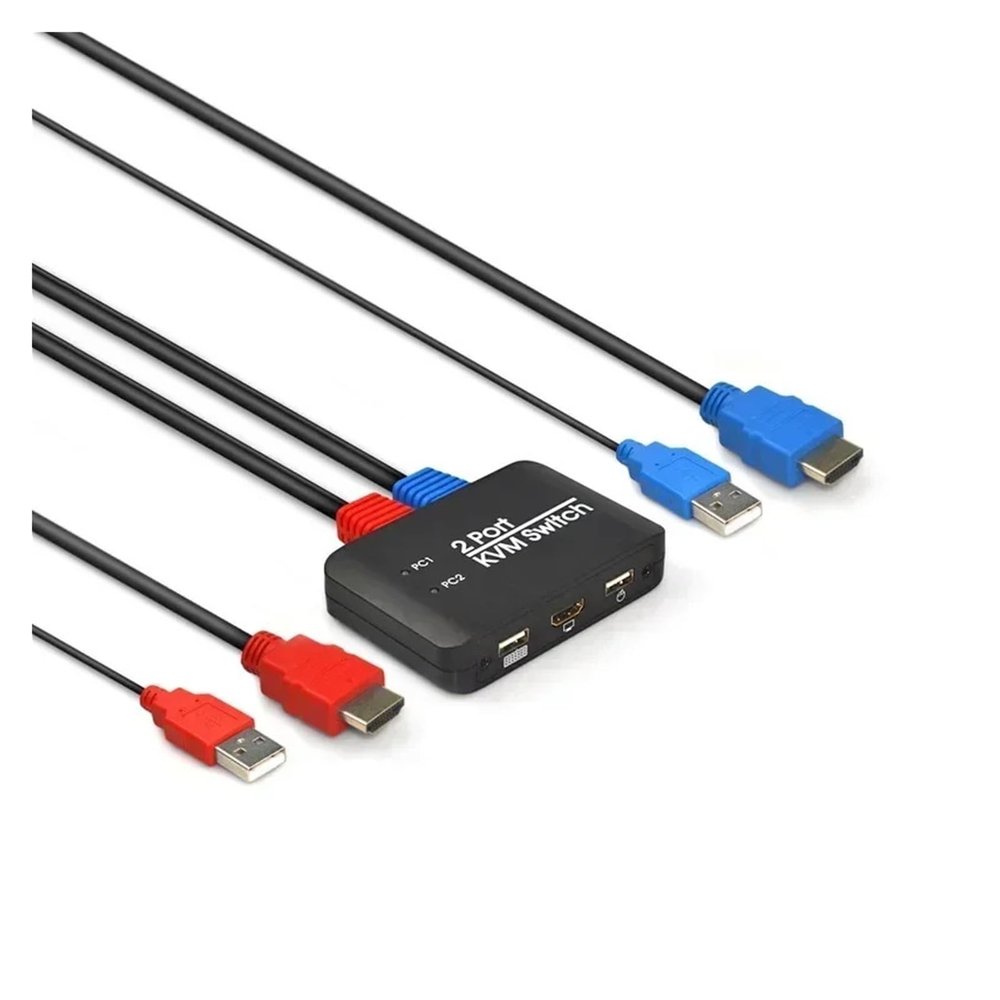 D3LX0Z1 4K@60Hz 2 Port KVM Switch Support Keyboard and Mouse Control KVM Switch 2 Input 1 Output for Computer Laptop DVD PS*5 HDTV