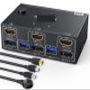 5MNG0Y8 USB 3.0 HDMI Displayport KVM Switch 2 Monitor 2 Computer 4K@60Hz 2K@144Hz,Dual Monitor KVM Switch for 2 PC Share 4 USB 3.0 Ports(202HD Without EDID) view 2