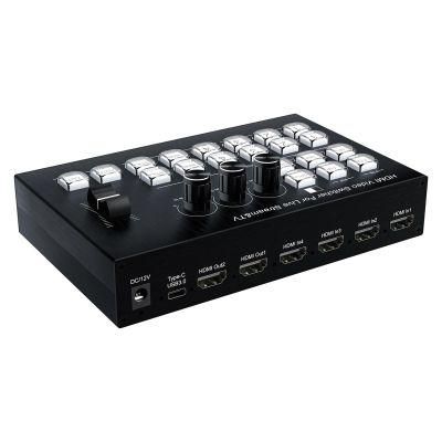 5MNG0Y8 Multi Camera 4 Channel HDMI Video Mixer Switcher Video Capture 1080p60 Live Streaming PGM Seamless Switch Output 6 Pictures PVW(with AU Plug)