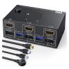 5MNG0Y8 USB 3.0 Dual Monitor KVM Switch HDMI Displayport 4K@60Hz,2K@120Hz,2 Monitors 2 Computers Mixed Display KVM Switch Share 4 USB3.0(202DP) view 1