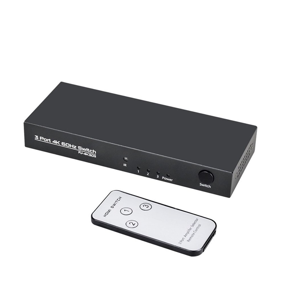 5MNG0Y8 HDMI Splitter 2.0 IR Remote Switching 4K/60Hz 3 in 1 Out Video Security Outdoor Screen Switcher(4K UK Plug)
