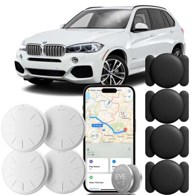 Hongtop H Hidden Car Tracking Device No Subscription, 4PCS Real Time GPS Tracker for Vehicles Work with Find My (iOS Only), Hidden Car Tracker with Magnetic Waterproof Case, Black
