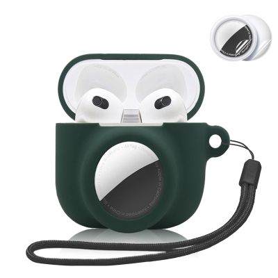 2 in 1 Silicone Case Compatible with AirPod 4 and Tracker Tag, Anti-Scratch Anti-Lost Protective Skin Cover for AirPods 4th Generation with 2 PCS TPU Screen Protector&Lanyard