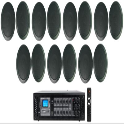 Rockville Bundle: RCS180-6 180 Watt 6-Zone 70V Amplifier Bundle with (7) Pairs of CC65T Black 6.5" Commercial 70V Ceiling Speakers (8 Items)