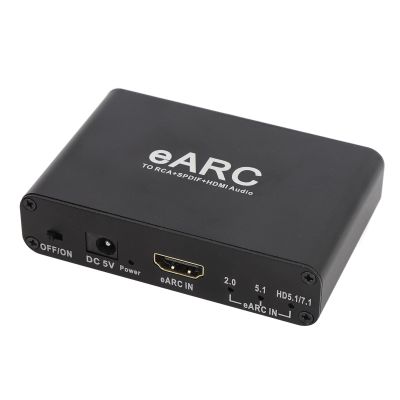 EARC ARC Sound Extractor, eARC Audio Converter to HDMI Optical 3.5mm AUX Sound Extractor Adapter, for TV to Soundbar Speaker Amplifier