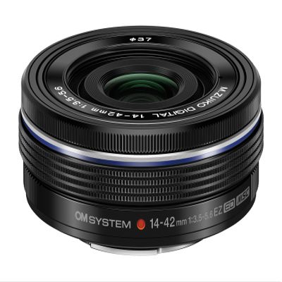 OM SYSTEM Olympus M.Zuiko Digital 14-42mm F3.5-5.6 EZ Black for Micro Four Thirds System Camera, Compact 3X Zoom Lens