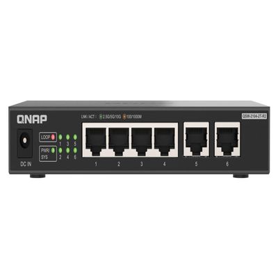QNAP 4-Port 2.5Gbps & 2-Port 10BASE-T Unmanaged Switch (QSW-2104-2T-R2-US)