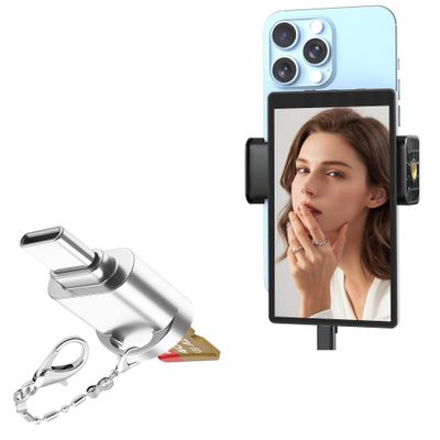 BoxWave Adapter Compatible with VITANO Vlog Monitor (5 in) - Micro SD Card miniReader, USB Type-C OTG Reader USB3.0 Adapter Keychain - Metallic Silver