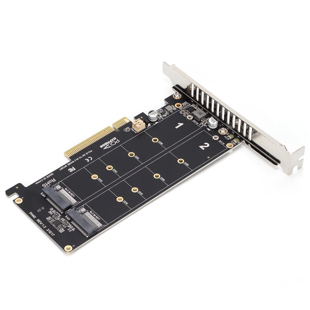 2 X4 Full Channel NVMe SSD, PCIE 3.0 4.0 M Key Adapter Card NVMe SSD to PCIE X8 for Hard Drive Expansion, PH45 M.2 Adapter, Upgrade Your Hard Disk with 2 x 32Gbps (ph45)