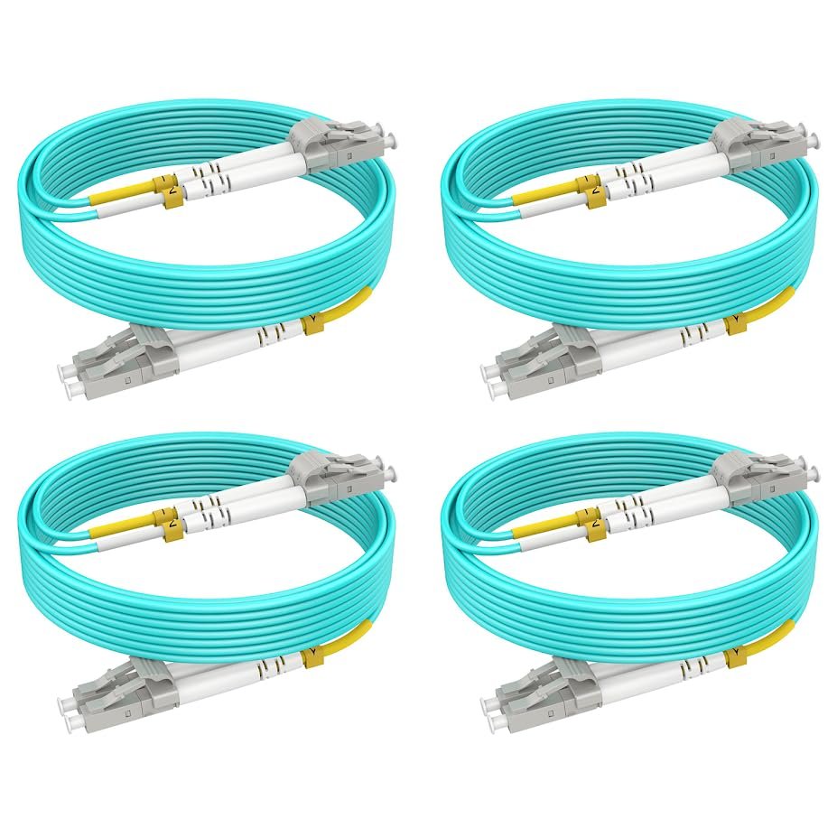 0.66ft/0.2m LC LC Multimode Fiber Patch Cables MMF, MM OM3 Fiber Optic Cable Duplex, 50/125m 10G/40G/100G LSZH (4pack), 