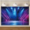 Leowefowa Music Stage Background 12x8ft Spotlight Music Party Backdrops for Photoshoot Neon Lights Tunnel Photography Backdrop 80 90's Theme Photo Props Let's Glow Neon Backdrops for Parties Vinyl view 2