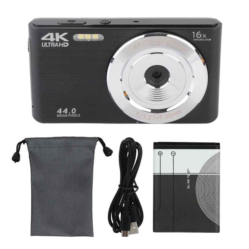 16X Digital Zoom Camera 2.8in Screen 4K 44MP Shock Proof Plastic Housing HD Camera for Photography (A)
