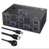 D3LX0Z1 8K USB 3.0 Displayport KVM Switch 2 Monitors 2 Computers 8K@30Hz 4K@144Hz,Dual Monitor DP 1.4 KVM Switches with 4 USB 3.0 Device view 1
