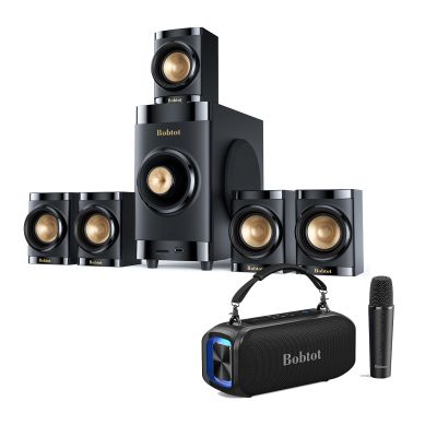 Small Subwoofer Home Theater for TV Surround System 5 Wired Speakers Amplifier 4 inch Woofer Karaoke Machine for Adults