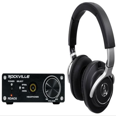 Audiosavings Bundle: ATH-M70x Closed-Back Professional Monitor Headphones Bundle with Rockville RDAC5B DAC Digital-to-Analog Converter (2 Items)