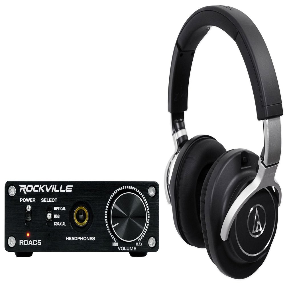 Audiosavings Bundle: ATH-M70x Closed-Back Professional Monitor Headphones Bundle with Rockville RDAC5B DAC Digital-to-Analog Converter (2 Items)