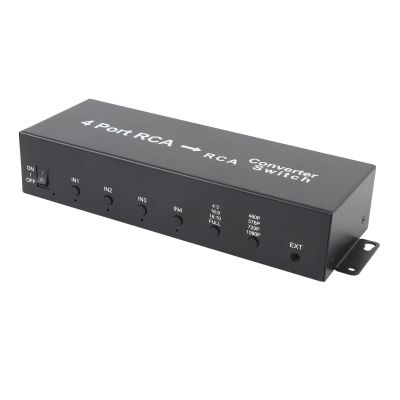 4Port AV to HDMI Converter, 1080P 720P Composite CVBS AV to HDMI Converter Adapter, Support 16:9 4:3 16:10 Switch, 4Port in to 1 HDMI Converter for VCR Camera DVD (US Plug)