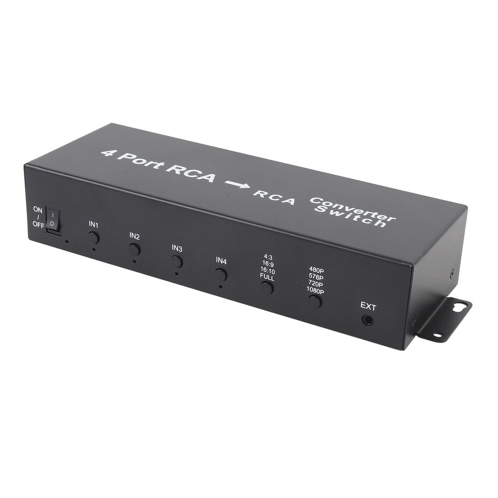 4Port AV to HDMI Converter, 1080P 720P Composite CVBS AV to HDMI Converter Adapter, Support 16:9 4:3 16:10 Switch, 4Port in to 1 HDMI Converter for VCR Camera DVD (US Plug)