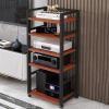 SDdPulse 5-Tier Movable Audio/Video Media Stand Center CD Player Stand Stereo Component Storage Cabinet Audio Tower with Height Adjustable Wooden Shelf for Home/Office/Theater,A view 1