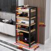 SDdPulse 5-Tier Movable Audio/Video Media Stand Center CD Player Stand Stereo Component Storage Cabinet Audio Tower with Height Adjustable Wooden Shelf for Home/Office/Theater,A view 3