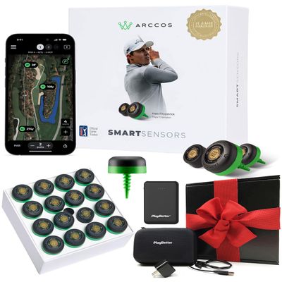 Arccos Gen 4 Golf Smart Sensors Gift Box Bundle - Set of 16 Smart Sensors, A.I. Powered, Smart Club Distances, Strokes Gained with PlayBetter 5000mAh Portable Charger, Wall Adapter & Hard Case