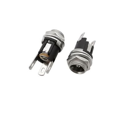 BHUPWZE 100Pcs/lot DC-025M 5.5 X 2.1mm DC Power Female Socket with Nut Panel Mount Connector 5.5 * 2.1mm DC Power Jack Plugs Adapter