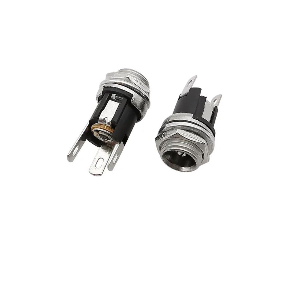 BHUPWZE 100Pcs/lot DC-025M 5.5 X 2.1mm DC Power Female Socket with Nut Panel Mount Connector 5.5 * 2.1mm DC Power Jack Plugs Adapter