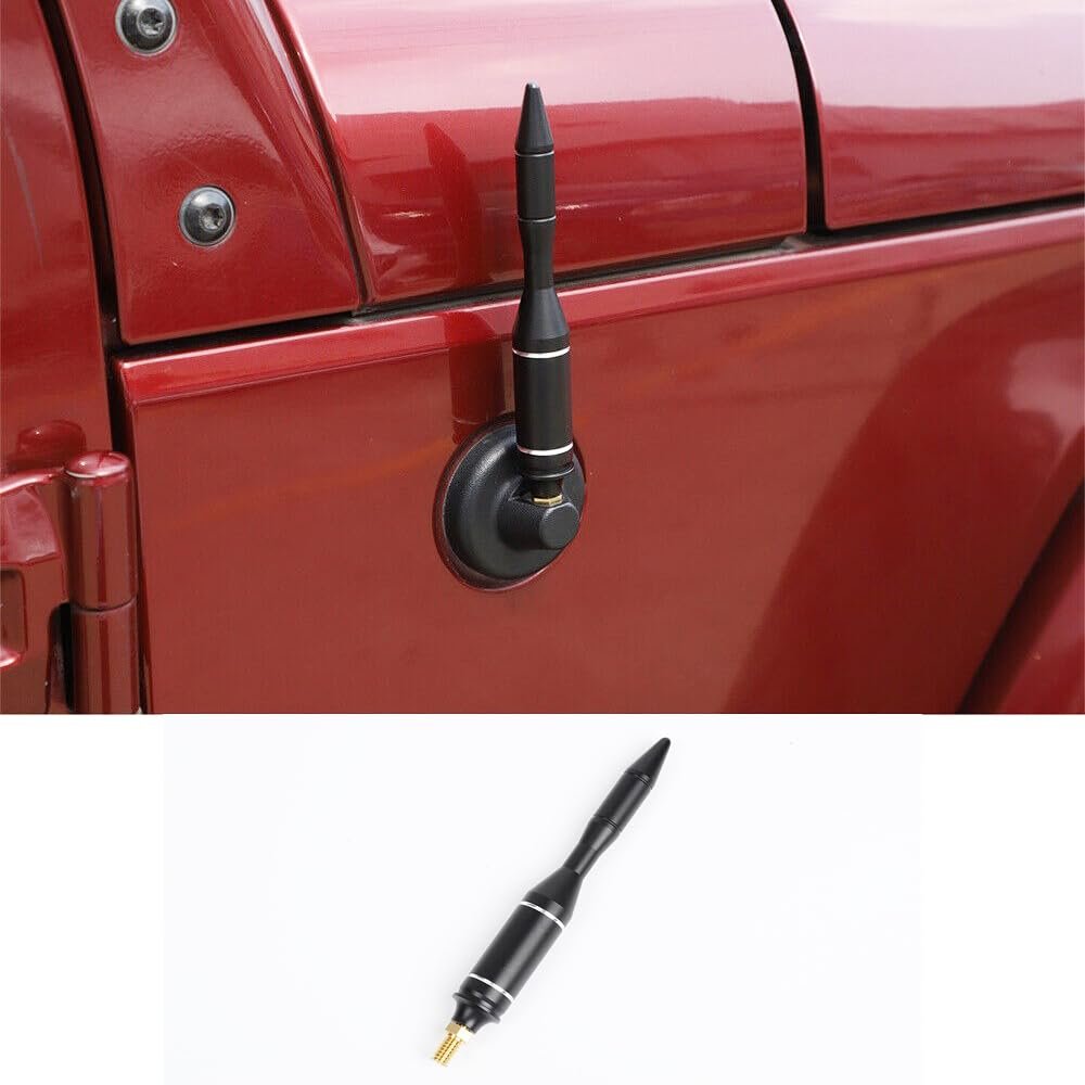 Black Bullet Antenna Mast AM/FM Trim, ForJee-p Wrangler JK JL 4xe Gladiator 2007-2023, Highly Durable Premium Truck Antenna