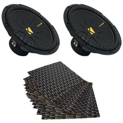 Audiosavings Bundle: (2) Kicker 50CWCD154 15" 900W CompC Car Subwoofers (Dual 4-Ohm) Bundle with Rockville RockMat 37-15 Sound Deadening Kit (3 Items)