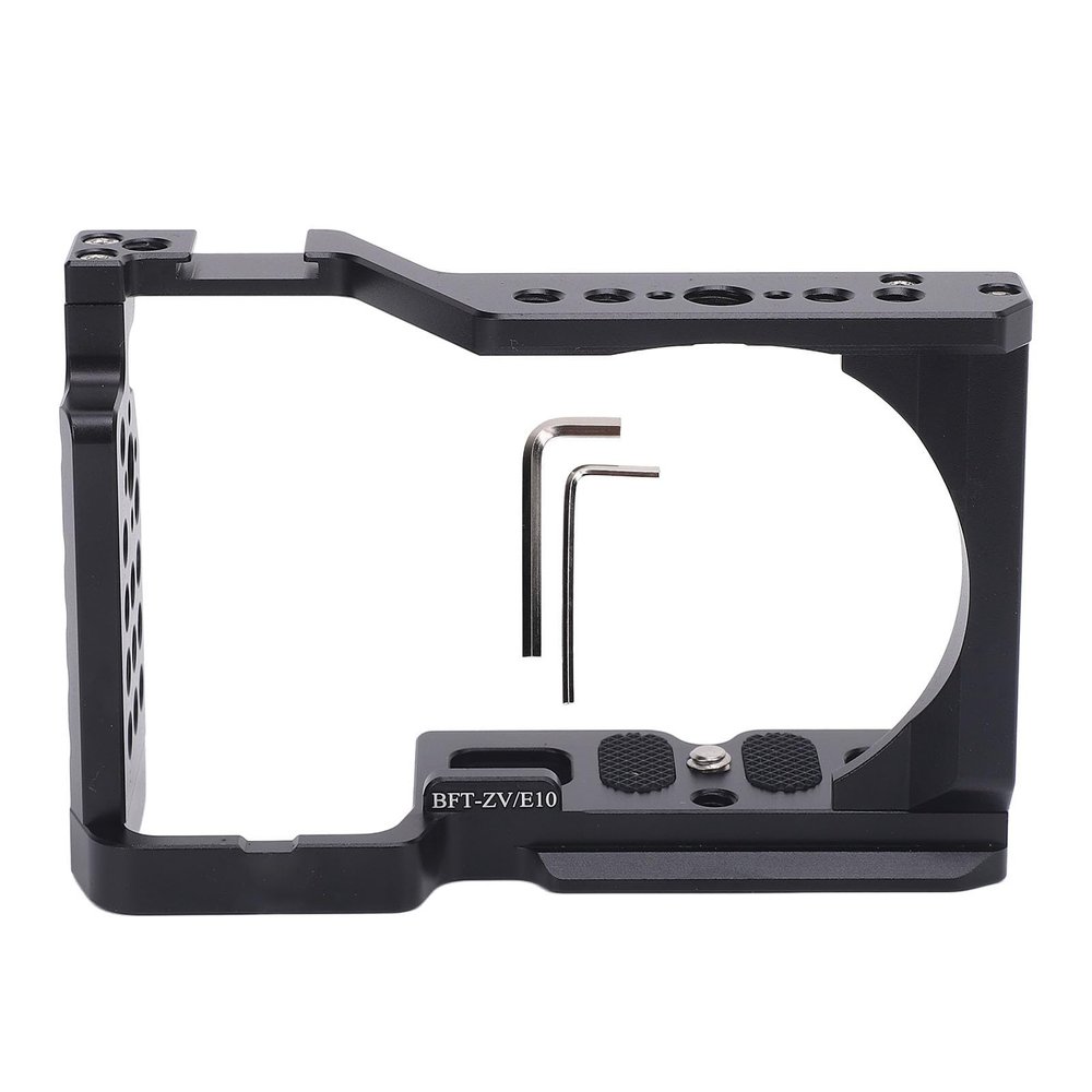 Camera Cage for ZV E10, Aluminum Alloy Video Rig Camera Stabilizer Frame with L Shape Hex Wrench, Quick Release Plate for ZV E10 Camera
