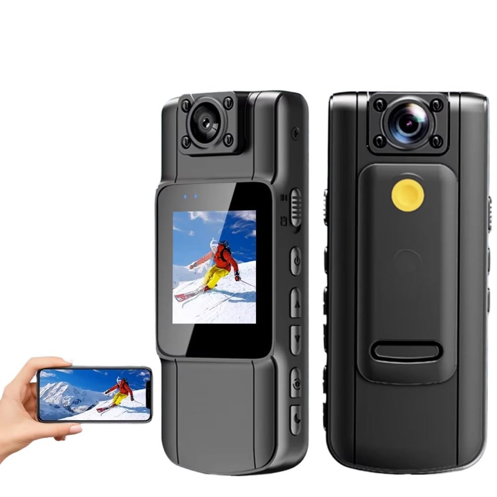 Waillynice 4K 1080P HD WiFi Mini Camera, Handheld Back Clip Portable Camera with IR Night Vision, Smart Law Enforcement Camera and Car Recorder for Security and Outdoor Use (4K with WiFi,Add 8GB)