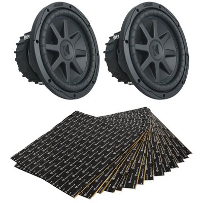 Audiosavings Bundle: (2) Kicker 50CVX104 10" 1200W CompVX Car Subwoofers (Dual 4-Ohm) Bundle with Rockville RockMat 37-25 Sound Deadening Kit (3 Items)