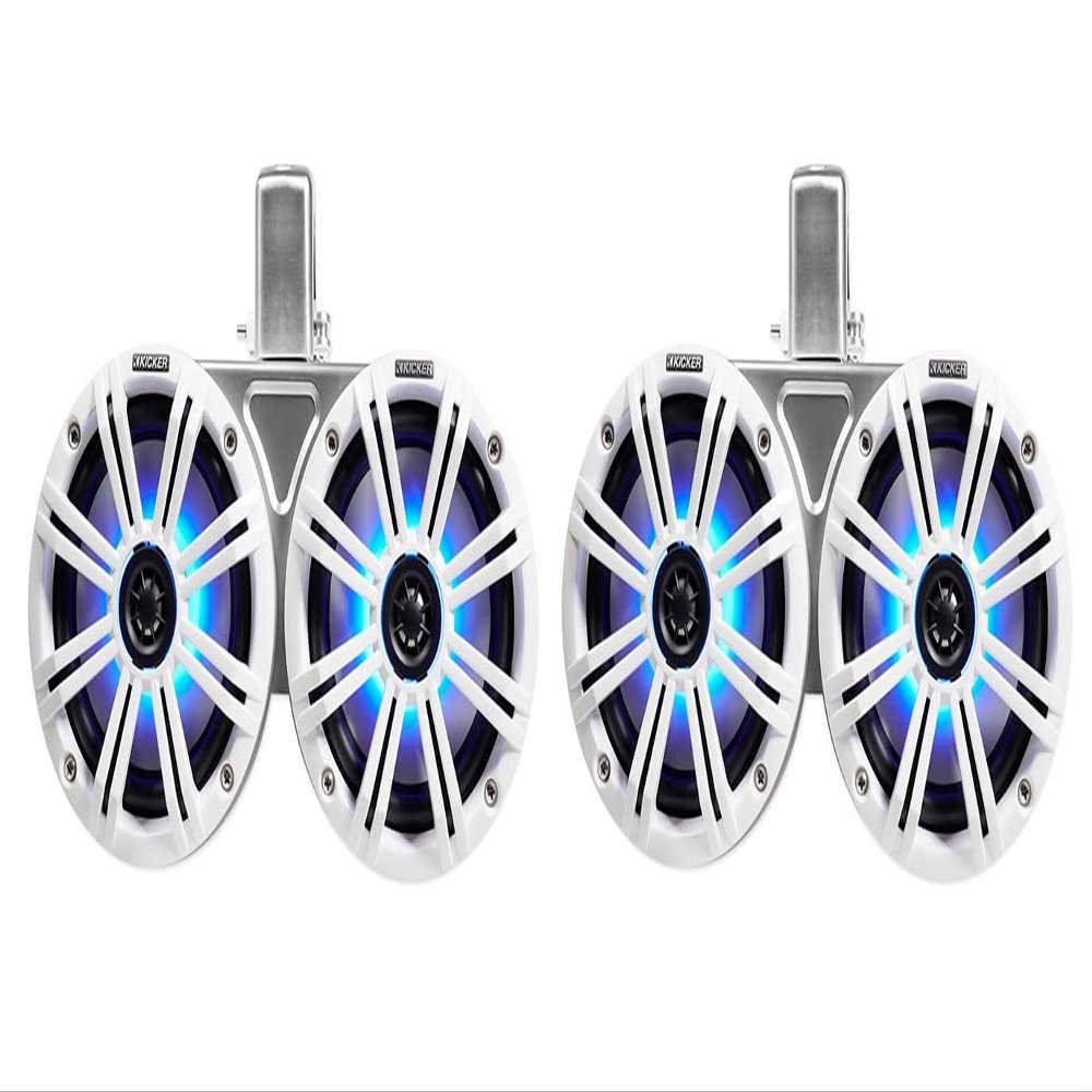 KICKER (2) 45KMTDC65W Dual 6.5" 390w Marine Wakeboard LED Tower Speakers KMTDC65