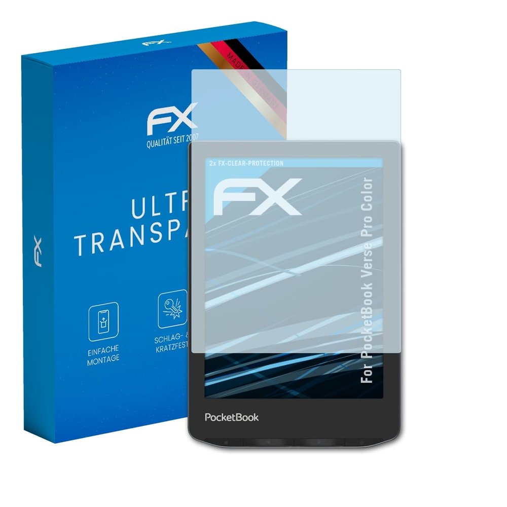 atFoliX Screen Protection Film compatible with PocketBook Verse Pro Color Screen Protector, ultra-clear FX Protective Film (2X)