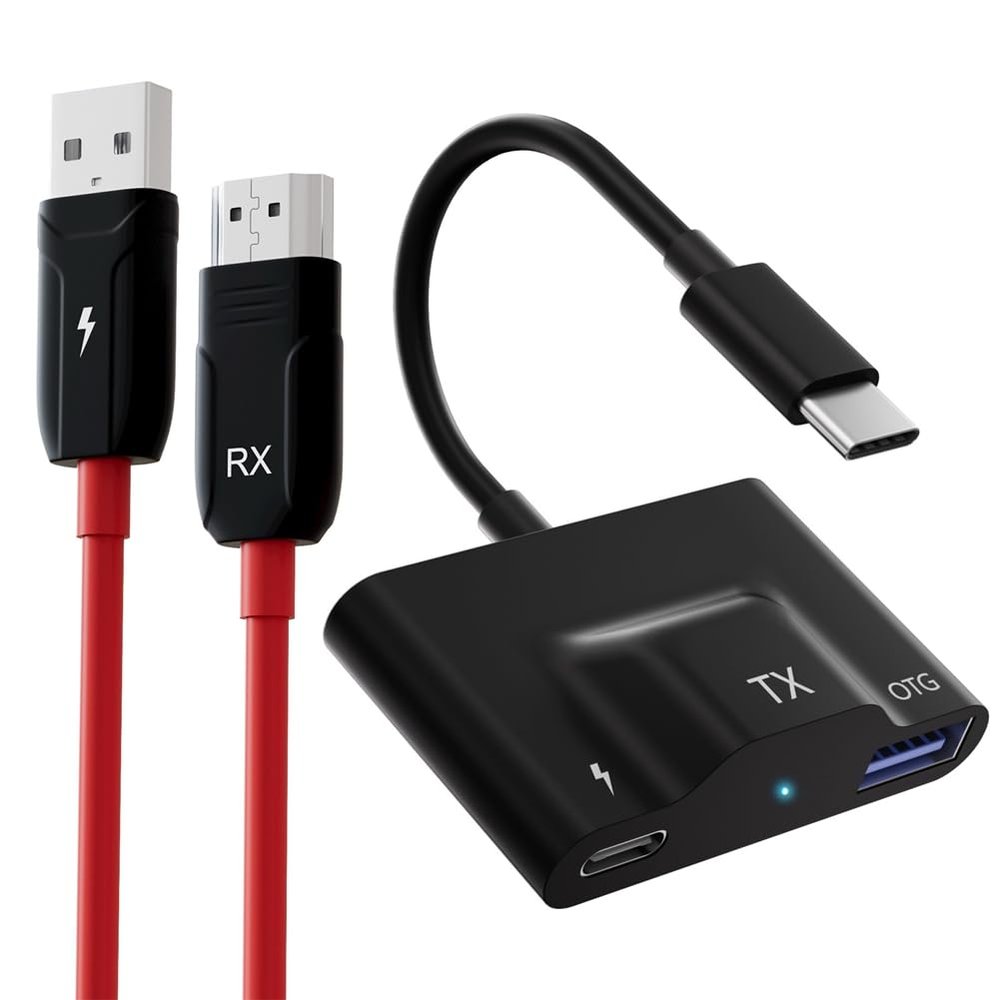 Bloepum Wireless -Compatible Transmitter and Receiver, Streaming Video/Audio to TV/Projector/Monitor for Smartphone Black
