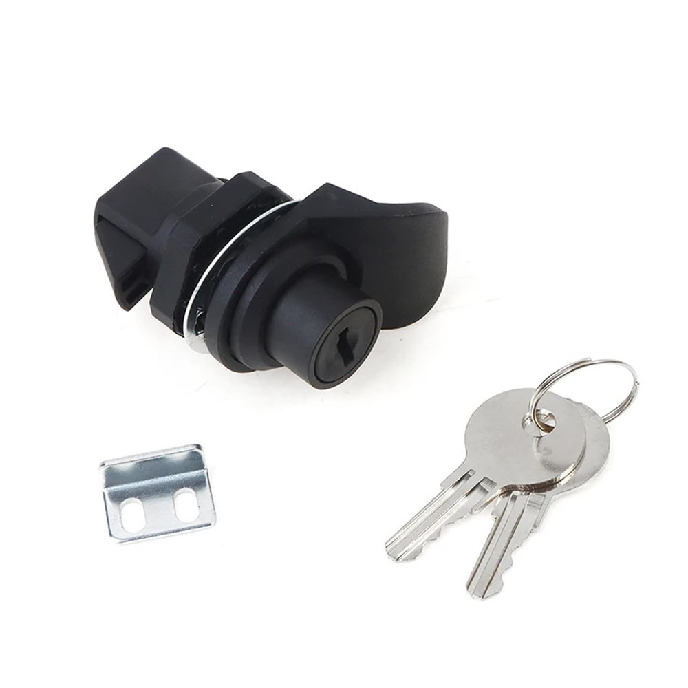 QXCIVR 1 Set Locking Push Button Latch for Marine Boat Radio Box, Tool Box, Electronic Box, Motorcycle Glove Box Lock Black