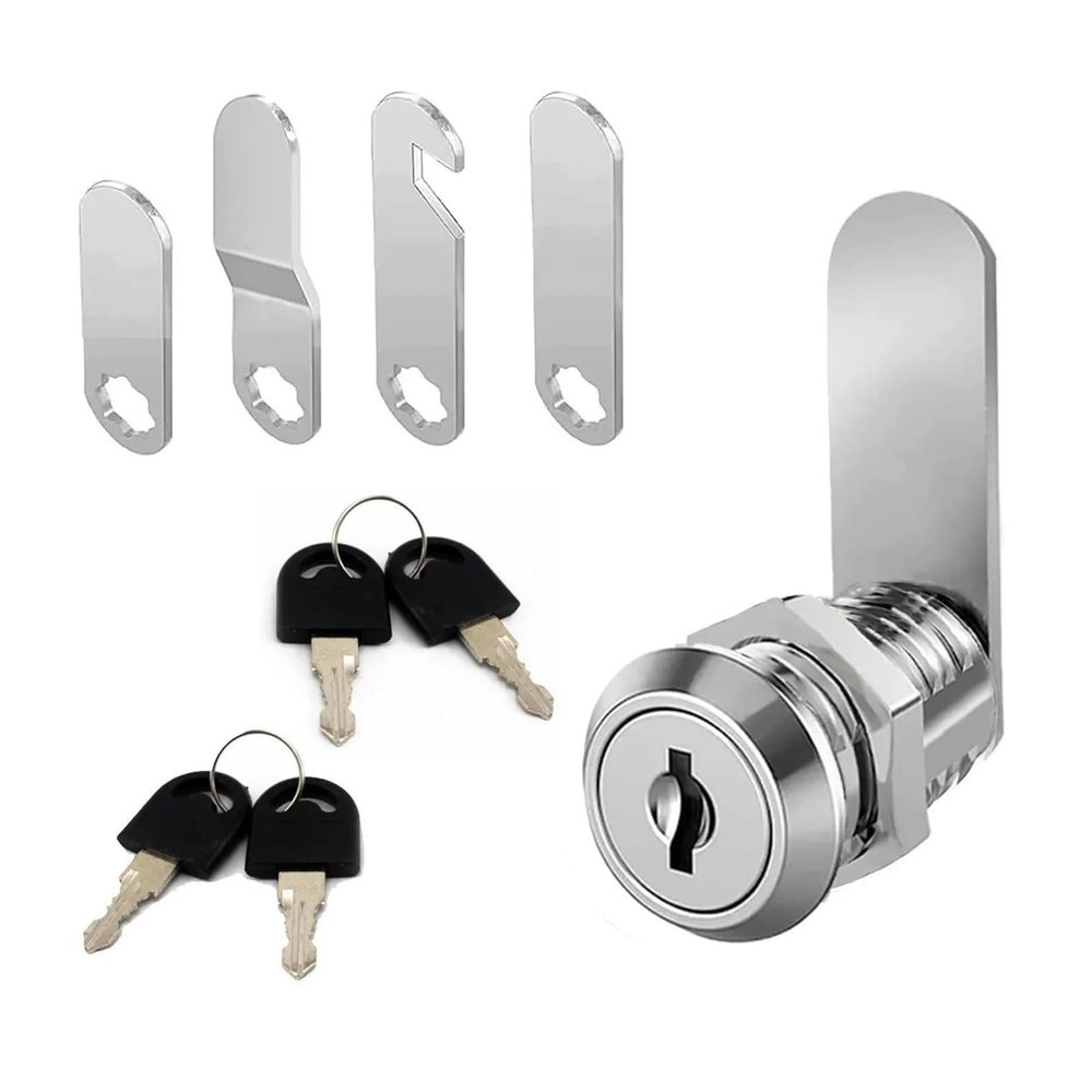 QXCIVR Cam Lock Set Drawer Cabinet Locks Cupboard Locker Furniture Hardware Door Cabinet Lock with 4 Keys and 4 Different Lock Plates(30mm)
