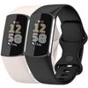 Nacorulu Compatible with Fitbit Charge 6 / Charge 5 Bands, Soft Silicone Replacement band for Women Men 2 Pack (Black_Moon White, Small(5.5"-7.8")) view 1