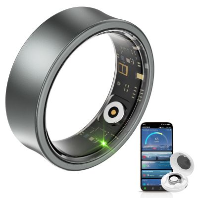 Govllfoz AI Smart Ring, Fitness Tracker with Heart Rate,Sleep Tracking, Step Tracking, 10ATM, Waterproof Smart Ring for iPhone and Android (Matte Gray, 7)