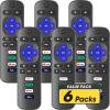 6 Pack Replacement Remote Control Only for Roku TV, Compatible for TCL Roku/Hisense Roku/Sharp/Philips/Onn Roku Smart TV(Not for Roku Stick and Box) view 1