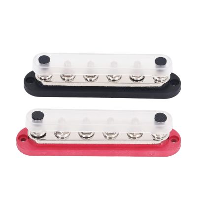 2Pcs M8 300A 1248V Power Distribution Block Brass Stainless Steel Bus Bar Terminal Block for Car Boat Marine