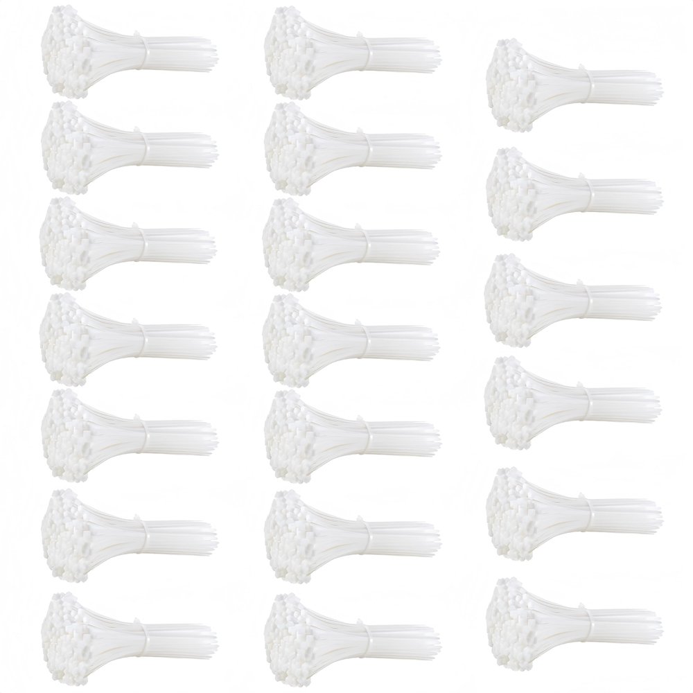 1000/250Pcs Heavy Duty Nylon Self-Locking Cable Ties,3x100mm/3x150mm/4x200mm Multi-Size Black Zip Ties for Industrial/Household/Outdoor Wiring, UV Resistant & Weatherproof Fasteners (5x200mm,20 Pack)